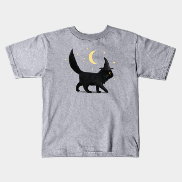 Hallows Eve Cat Kids T-Shirt by Terry Fan